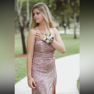 Windsor Rose Gold Sequin Prom Dress Worn Once